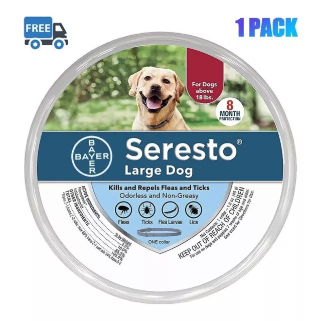 Hot Sale 1 pack Seresto Flea & Tick Collar for Large Dogs Over 18 Lbs New Sealed