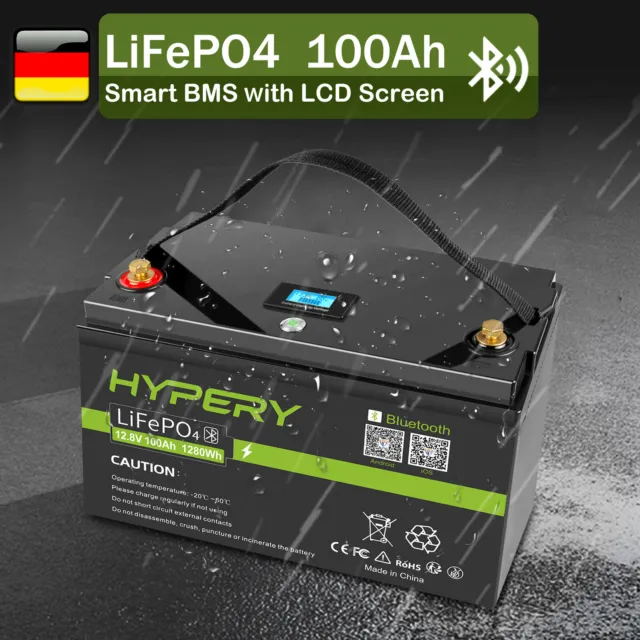 Batteria solare al litio n. iva 12,8 V 100 Ah LiFePO4 Bluetooth camper camper off-grid