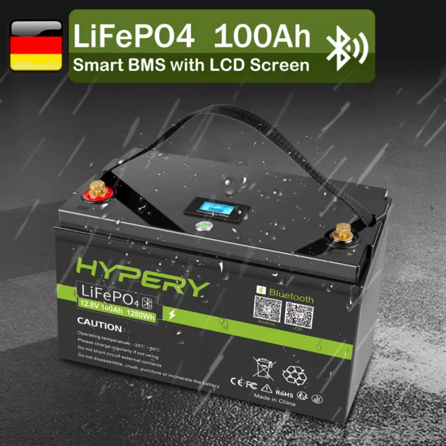 Batteria solare al litio n. iva 12,8 V 100 Ah LiFePO4 Bluetooth camper camper off-grid