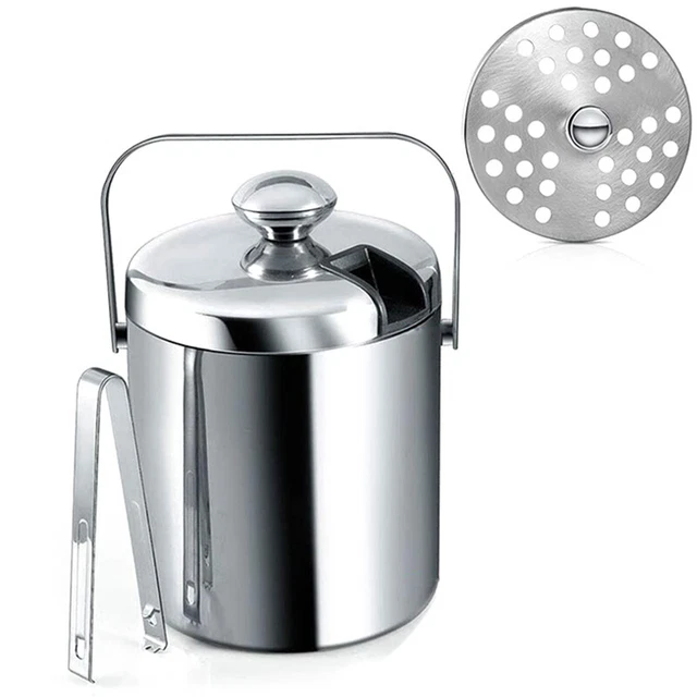 Cubo de hielo con tapa, cubo de hielo amurallado con tapa, acero inoxidable, 1.3 Lite B7M8