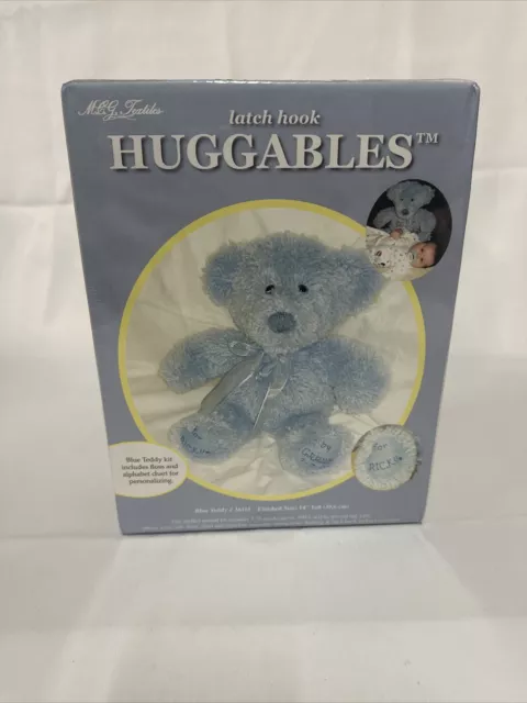 Huggables Blue Teddy Bear Latch Hook Kit Plush Build Your Own Bear 14" 36615 NEW