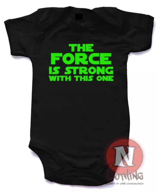 Naughtees Clothing The Force is strong with this one Cotton Babysuit Baby Grow