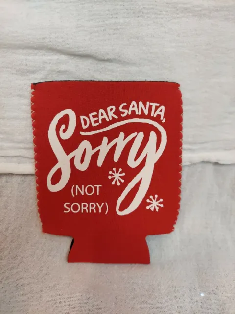 Dear Santa Christmas red can koozie 12 oz foam collapsible can drink holder gift