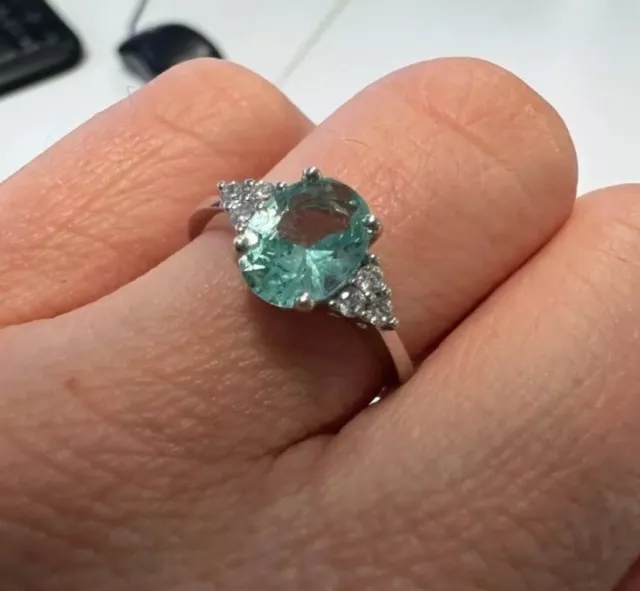 Paraiba Tourmaline Ring 925 Sz 7