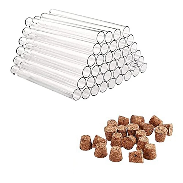 Lot 40 Tubes à Essai Plastique 20x150mm + Bouchons Liège + Étiquettes Kraft – Idéal Mariage, Fêtes & DIY