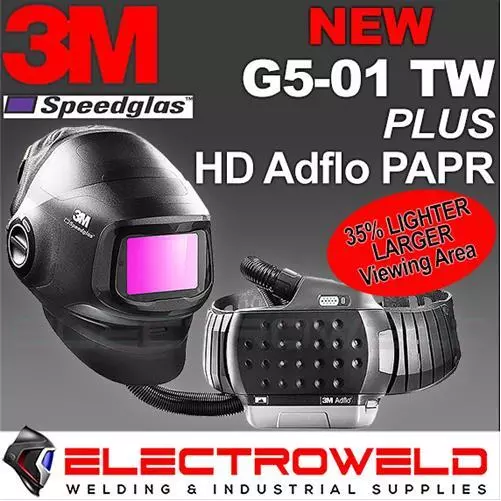 3M Speedglas G5-01 TW Welding Helmet Heavy Duty Adflo Air Respirator PAPR 617820