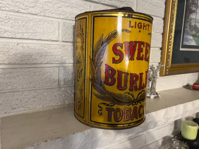 Vintage Light Sweet Burley Tin Can with Lid 2