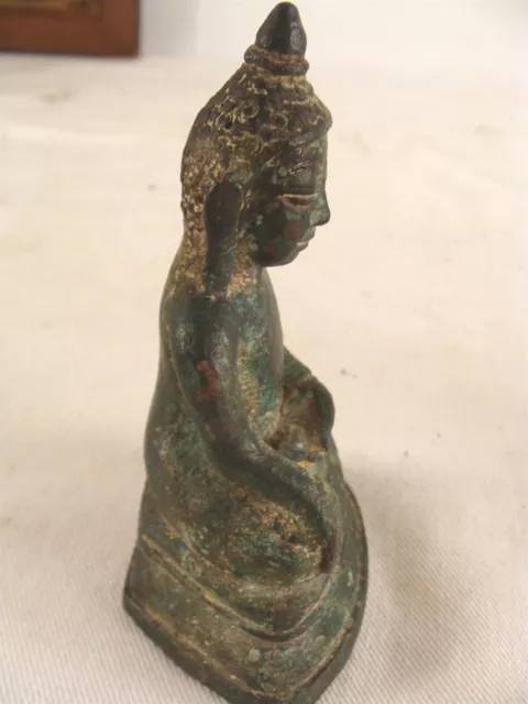 Antique 19C Burmese Bronze Seated Buddha Figure 8