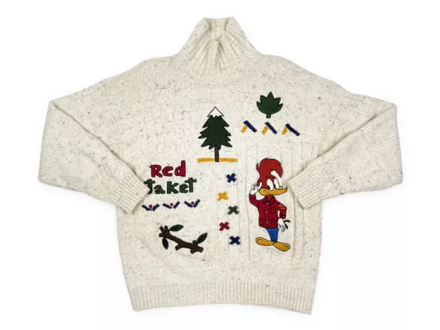 Vintage Woody Woodpecker Sweater 90s JC de Castelbajac Wool Turtleneck G6