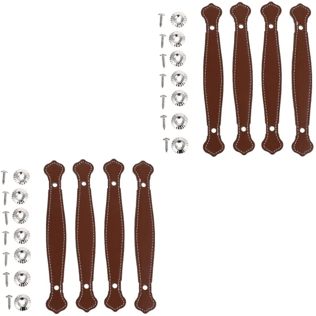 8 Pcs PU Leather Handle Cabinet Strap Vanity Drawer Kitchen Pulls Closet Door