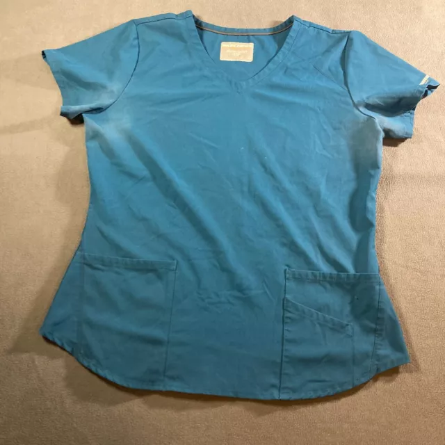 Skechers Barco Uniforms Shirt Womens Size Large Blue Scrub Top w/ Front Pockets