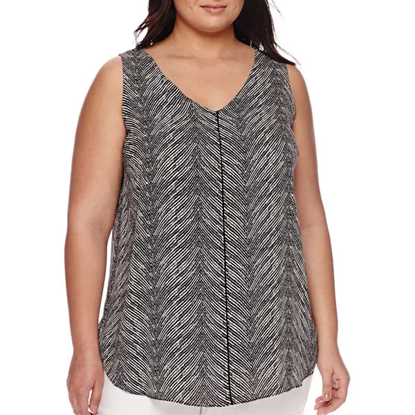 Worthington Arrow Double Layer Tank Top Plus Size 0X, 1X, 2X, 3X New Msrp $38.00