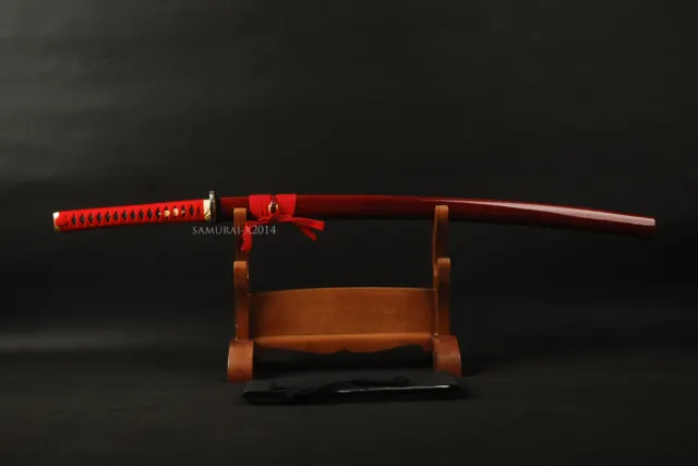 Bloody Red Blade Japanese Samurai Katana Folded Steel Cotton Ito Full Tang Sharp 2