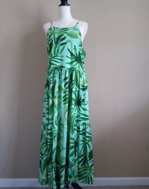 Womens Emma & Michele Sleeveless  Tiered Maxi Dress XL  Nwt Tropical Print