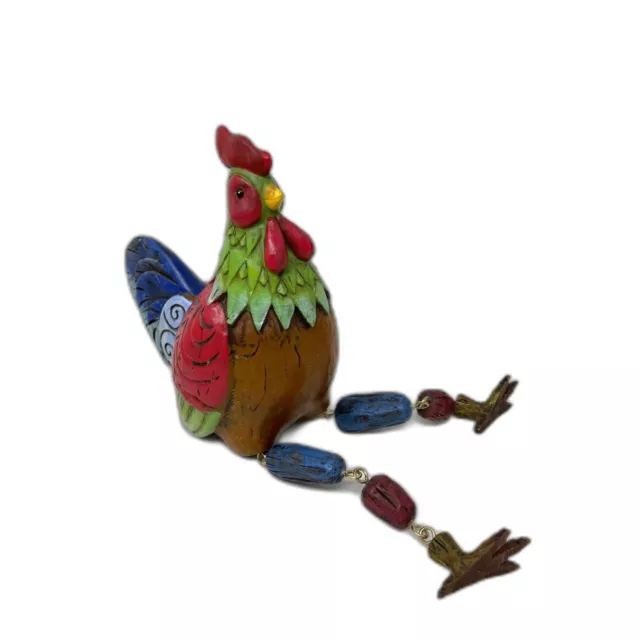 Rooster Chicken Shelf Sitter Dangle Colorful Farmhouse Country Cottage Figurine