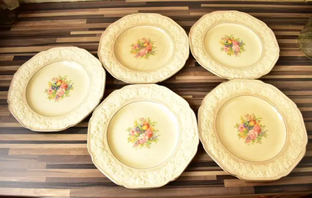 Crown Ducal Florentine 9.75 Inch Dinner Plates X 5