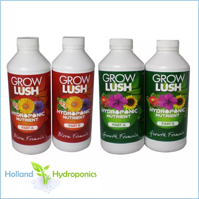 1 LITRE/5 LITRE GROWLUSH HYDRO GROW & BLOOM A&B Quality Hydroponics Nutrients