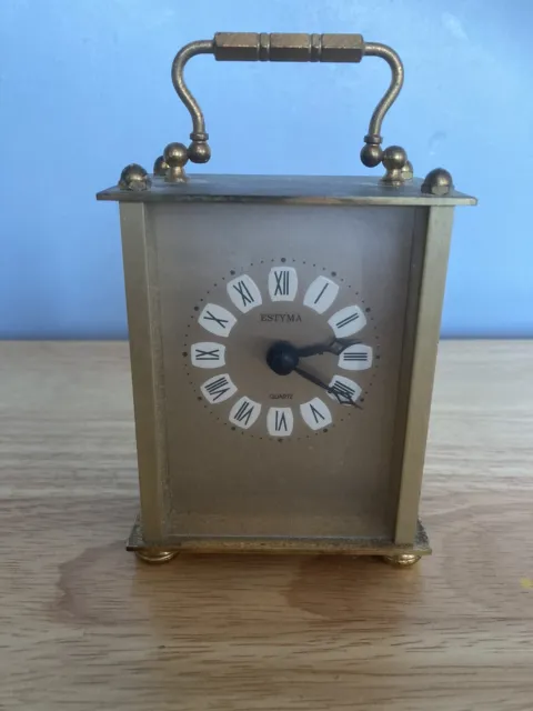 Vintage Brass Estyma carriage clock Working