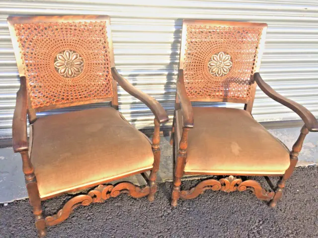 True Genuine Pair of Bergere style Art Deco period Armchairs Perfect Woven backs