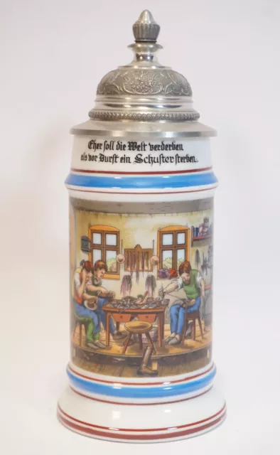 Rastal Grenzhausen Sammlerkrug Zunftkrug Schuster Handwerk Bier mit Zinndeckel