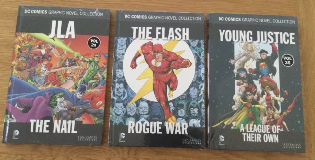 3 DC Comics Graphic Novels. JLA-The Nail, The Flash-Rogue War & Young Justice.