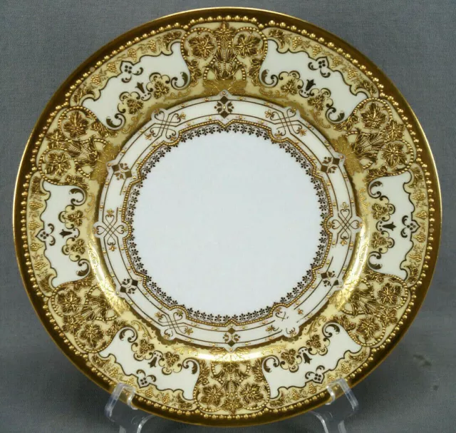 Franziska Hirsch Dresden Raised & Beaded Gold Scrollwork 10 3/8 Inch Plate B