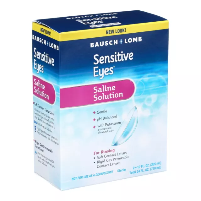 Bausch + Lomb Sensitive Eyes Plus Saline Solution w/ Potassium 2 Ct 12 Oz 2 Pack