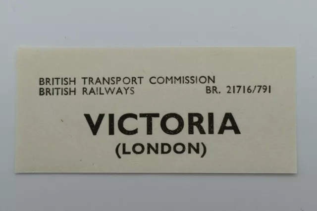 BTC British Railways Luggage Label VICTORIA (London) (Ref308)