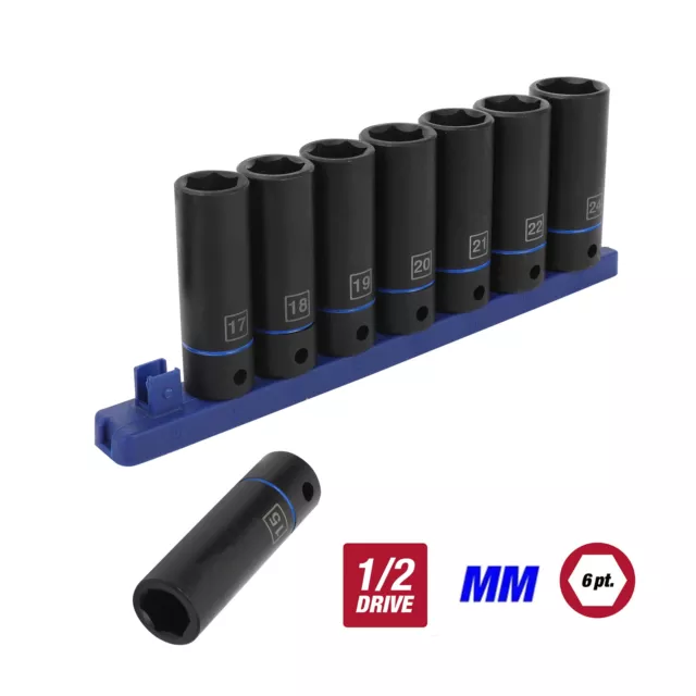 9-Piece, 1/2-Inch Deep Drive Impact Socket Set MM, 41046