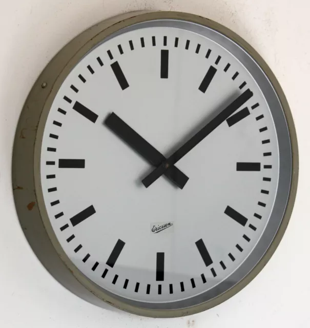 Vintage 34cm Ericsson Wall Clock - Metal Retro Mid Century Factory Industrial 2