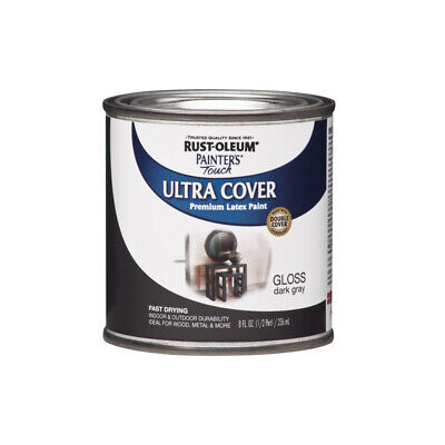 Rust-Oleum Painters Touch Gloss Dark Gray Water-Based Ultra Cover Paint 0.5 pt