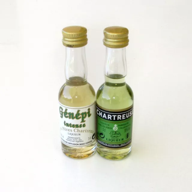 CHARTREUSE VERTE et GENEPI DES PERES 1605- 3cl - Lot de 2 mignonettes Neuves