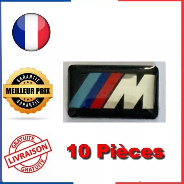 10 Autocollants Stickers 3D Logo pour BMW M Motorsport Jantes Volant 17mm X 9mm