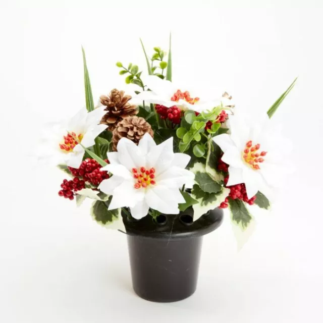 Christmas Poinsettia Grave Vase Inserts 2 Colours 13cm x 10cm Memorial Tribute
