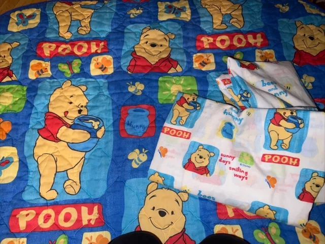 Vintage Winnie The Pooh Crib/Toddler Blanket Sheet Set 39x54” Dundee