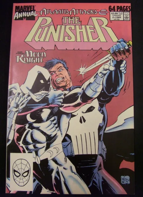 Punisher Annual 2 Marvel Comic Atlantis Attacks 1St Moon Knight Fight 1989 Vf+