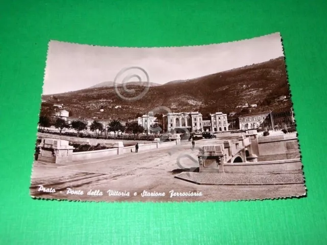 Cartolina Prato - Ponte della Vittoria e Stazione Ferroviaria 1951.