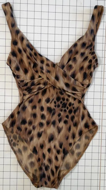 Karla Colletto women's Leopard Print One Piece swimsuit Underwire Sz 6