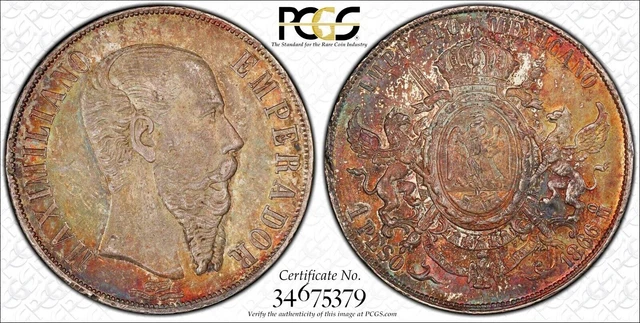 1866-Mo Mexico City Mint Maximilian Silver Peso 2 Year Type PCGS AU58 1866-Mo Mexico City Mint Maximilian Silver Peso 2 Year Type PCGS AU58