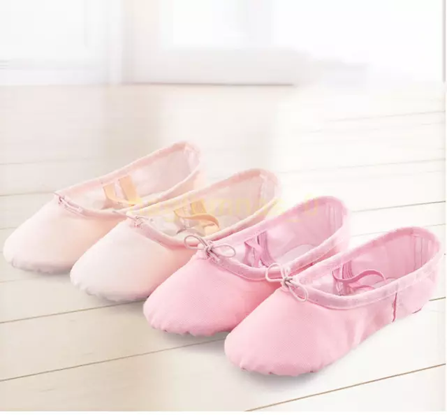 2024 Au Stock Child To Adult Ballet Jazz Dance Canvas Shoes Leather Split Sole