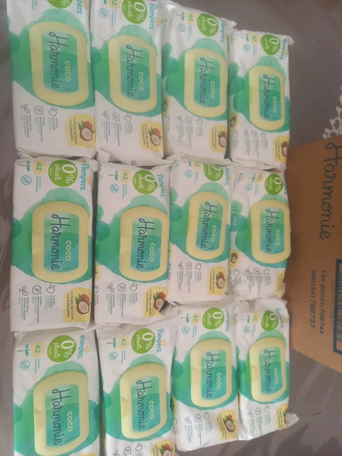 12 paquets de 42 Lingettes humides Pampers harmonie coco à l huile de coco neuf