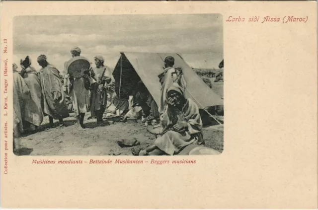 CPA AK MAROC Larba SIDI Aissa Musiciens mendiants (38749)