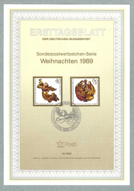 ETB, Deutsche Bundespost Berlin, Ersttagsblatt 19/1989 - Weihnachten 1989