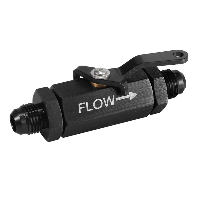 Valvola Intercettazione Carburante Auto Inline AN6 6AN Lega Alluminio Nero