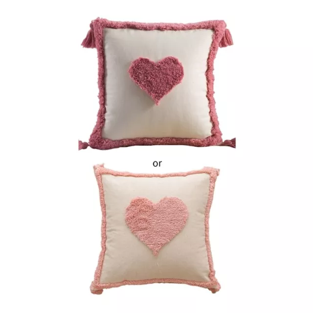 Woven Tufted Love Heart Pillow for Case with Geometric Cushion Cover