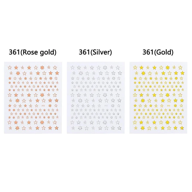 New Self-Adhesive DIY Lovely Stars Geometry Gold/Silver/Rose Gold Nail Stickers