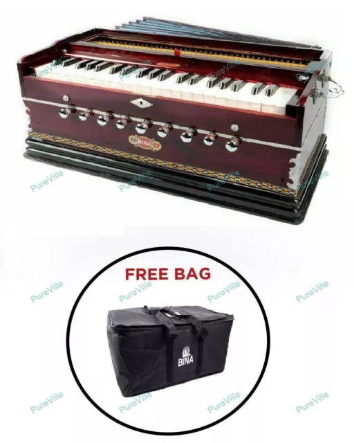 BINA 9 Stopper 3.5 Octaves Multifold Bellow 42 Keys Two Reeds Harmonium with Bag