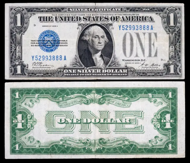 1928A $1 Silver Certificate Funnyback US Paper Note - Appears VF