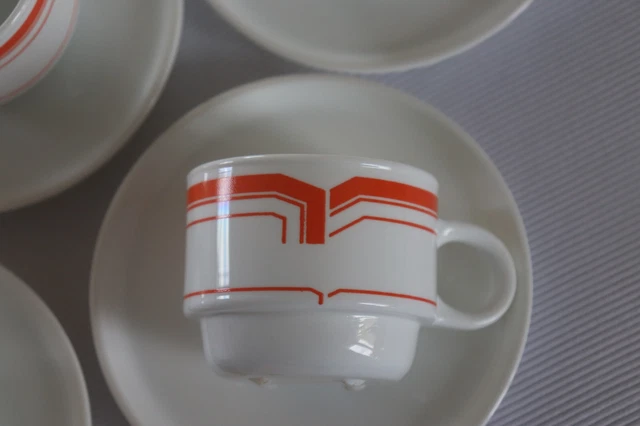 Lot 6 Tasses à Café moka expresso opaline Rivanel France , orange , blanche 2
