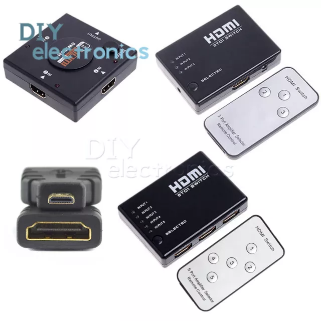 3 Or 5 PORT 1080p HDMI Splitter Switch Selector Hub+Remote For HDTV PS3 US